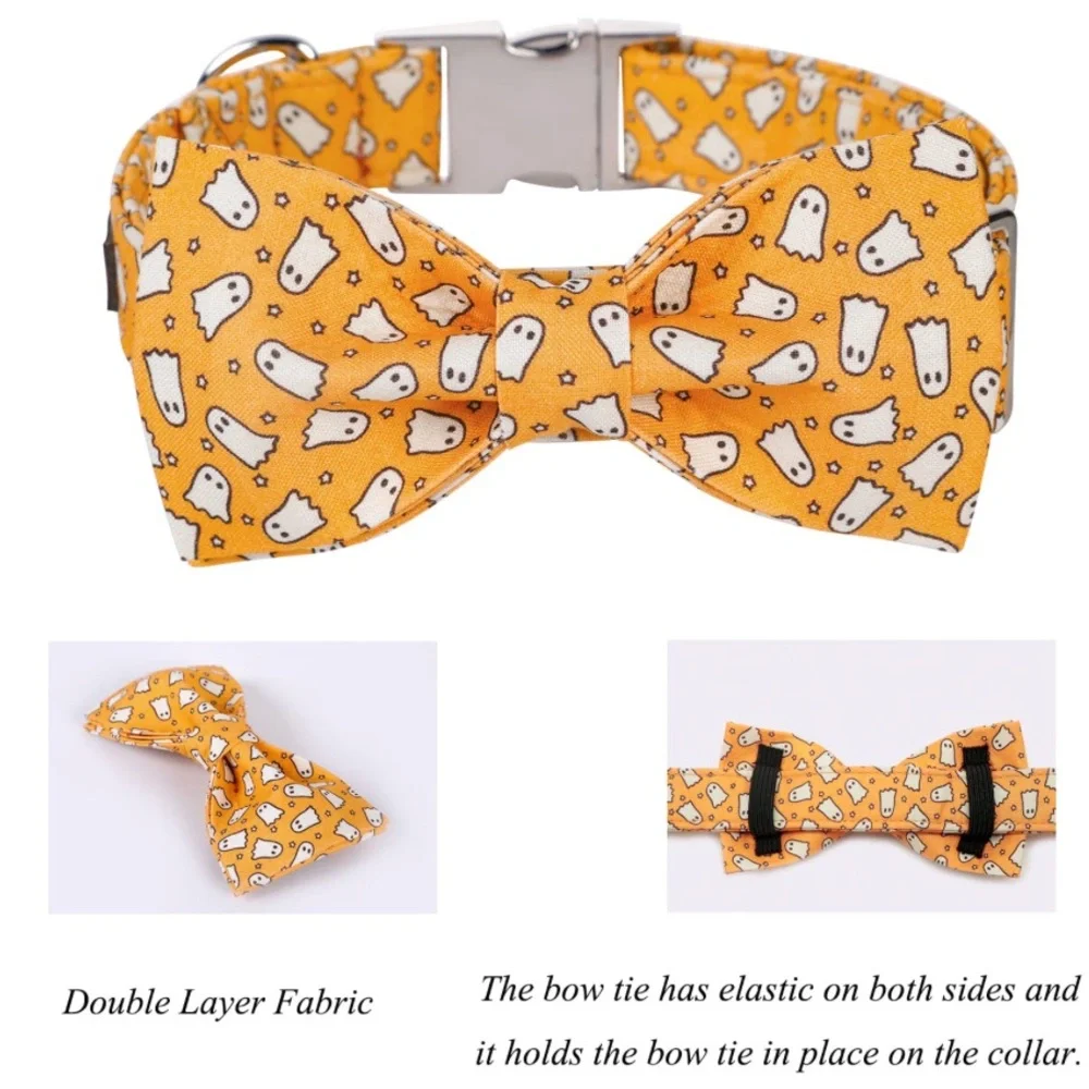 50%offw❤️ New Halloween Fall Adjustable Dog Collars With Detachable Bow L 119